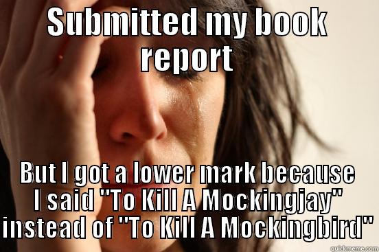 SUBMITTED MY BOOK REPORT BUT I GOT A LOWER MARK BECAUSE I SAID 