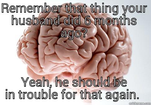 Punishment for Hubby - REMEMBER THAT THING YOUR HUSBAND DID 6 MONTHS AGO? YEAH, HE SHOULD BE IN TROUBLE FOR THAT AGAIN.  Scumbag Brain