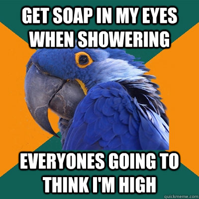 GET SOAP IN MY EYES WHEN SHOWERING EVERYONES GOING TO THINK I'M HIGH  Paranoid Parrot