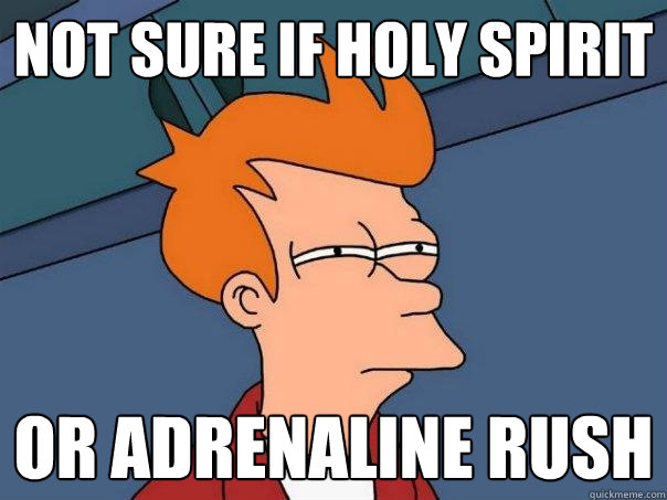 Not sure if holy spirit Or adrenaline rush - Not sure if holy spirit Or adrenaline rush  Futurama Fry