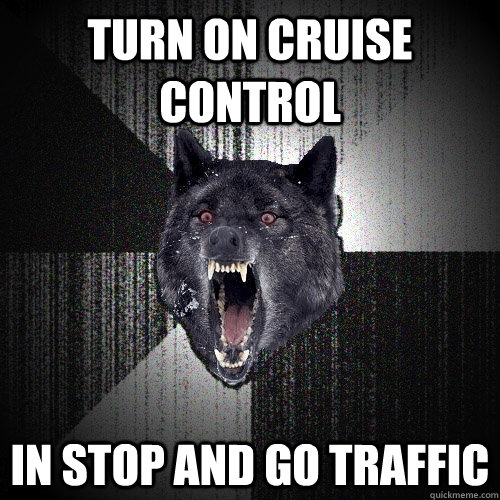Turn on cruise control in stop and go traffic  Insanity Wolf
