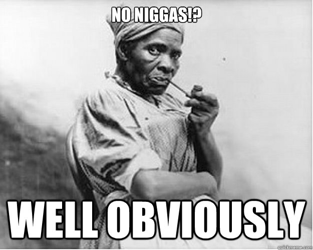 no niggas!? well obviously    Unimpressed Slave
