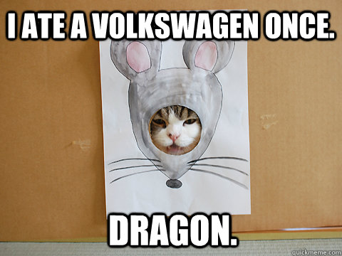 I ate a Volkswagen once. Dragon.  