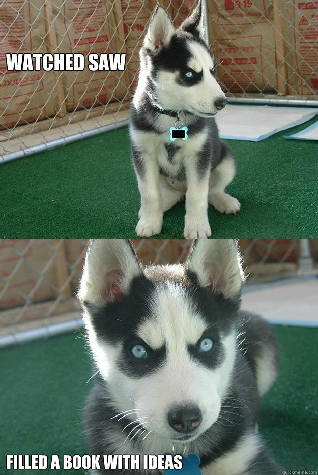 watched saw filled a book with ideas  Insanity puppy