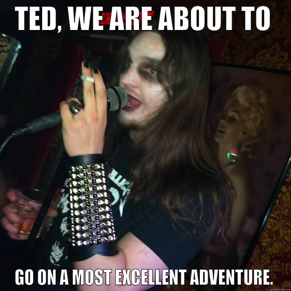 TED, WE ARE ABOUT TO GO ON A MOST EXCELLENT ADVENTURE. Misc