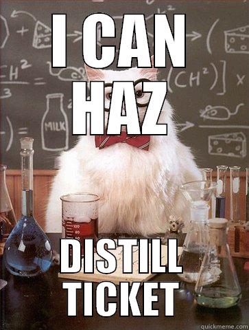 I CAN HAZ DISTILL TICKET Science Cat