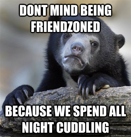 dont mind being friendzoned because we spend all night cuddling  Confession Bear