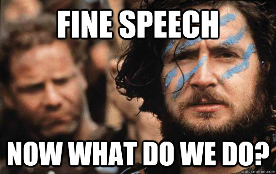 Fine Speech Now what do we do?  Stephen the Irishman