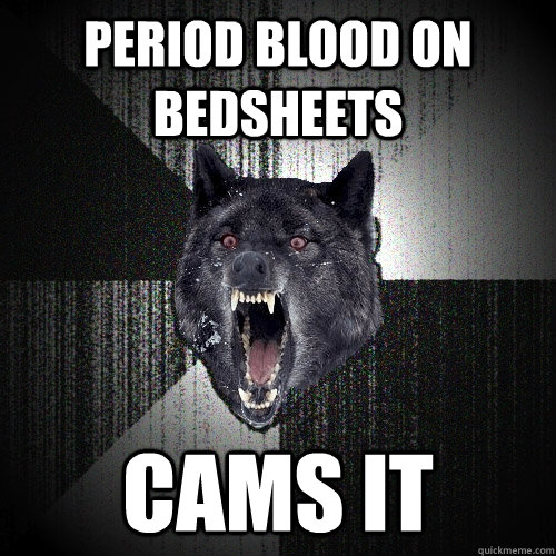 period blood on bedsheets cams it  Insanity Wolf