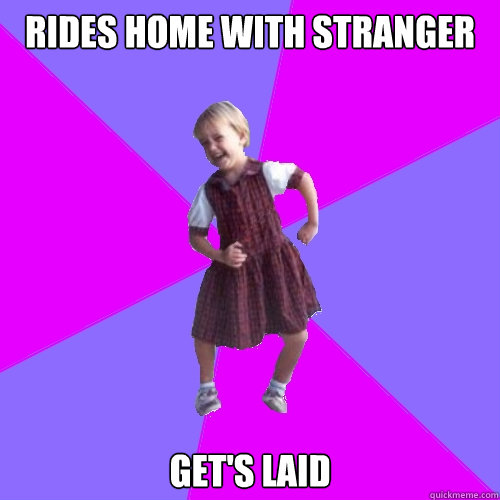 Rides home with stranger Get's laid - Rides home with stranger Get's laid  Socially awesome kindergartener