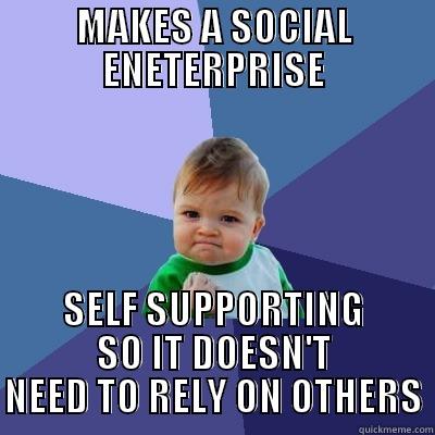 MAKES A SOCIAL ENETERPRISE SELF SUPPORTING SO IT DOESN'T NEED TO RELY ON OTHERS Success Kid