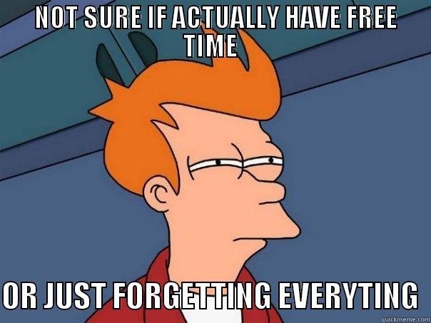 free time  -  NOT SURE IF ACTUALLY HAVE FREE TIME   OR JUST FORGETTING EVERYTING  Futurama Fry