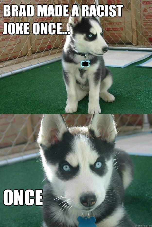 brad made a racist joke once... once  Insanity puppy