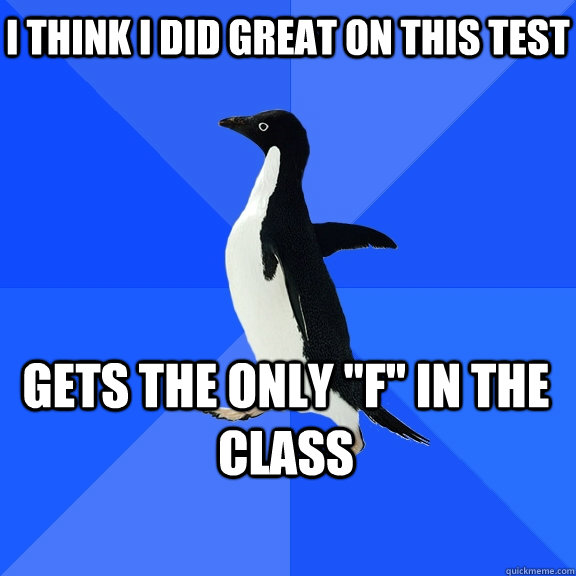 I think I did great on this test gets the only 