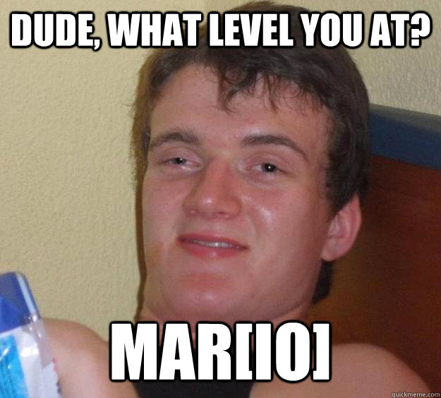 dude, what level you at? mar[io]  10 Guy