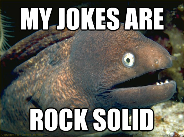 My jokes are rock solid  Bad Joke Eel