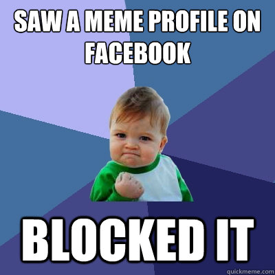 Saw a Meme Profile on Facebook Blocked It - Saw a Meme Profile on Facebook Blocked It  Success Kid