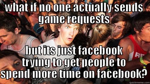 WHAT IF NO ONE ACTUALLY SENDS GAME REQUESTS BUT ITS JUST FACEBOOK TRYING TO GET PEOPLE TO SPEND MORE TIME ON FACEBOOK? Sudden Clarity Clarence