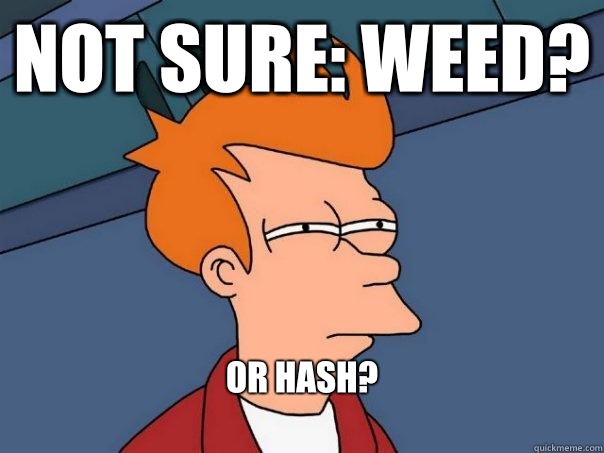 not sure: weed? or hash?
 - not sure: weed? or hash?
  Futurama Fry