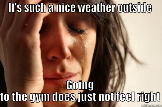 IT'S SUCH A NICE WEATHER OUTSIDE GOING TO THE GYM DOES JUST NOT FEEL RIGHT First World Problems