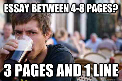 Essay between 4-8 pages? 3 pages and 1 line  Lazy College Senior