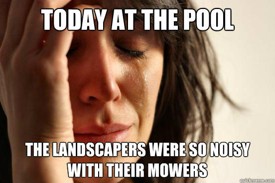 Today at the pool the landscapers were so noisy with their mowers   First World Problems