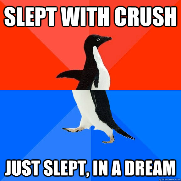 slept with crush just slept, in a dream  Socially Awesome Awkward Penguin