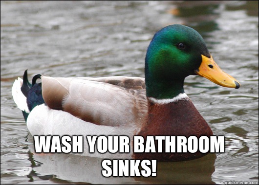  Wash your bathroom sinks!  Actual Advice Mallard