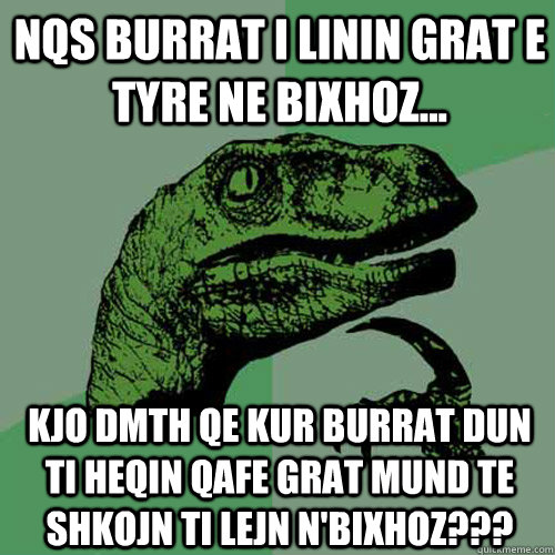 Nqs burrat i linin grat e tyre ne bixhoz... Kjo dmth qe kur burrat dun ti heqin qafe grat mund te shkojn ti lejn n'bixhoz???  Philosoraptor