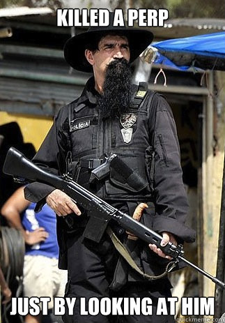 Killed a perp just by looking at him  Badass Bearded Cop