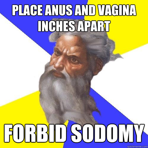 Place anus and vagina inches apart forbid sodomy  Advice God