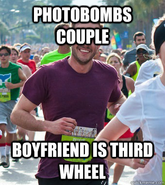 Photobombs couple boyfriend is third wheel  Rediculously Photogenic Guy