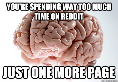 You're spending way too much time on reddit just one more page   Scumbag Brain