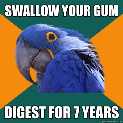 Swallow your gum  digest for 7 years  Paranoid Parrot