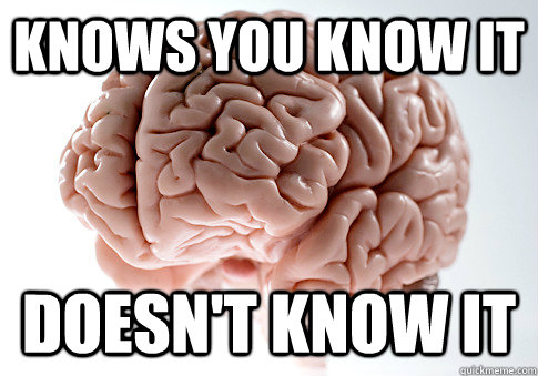 knows you know it doesn't know it - knows you know it doesn't know it  Scumbag Brain