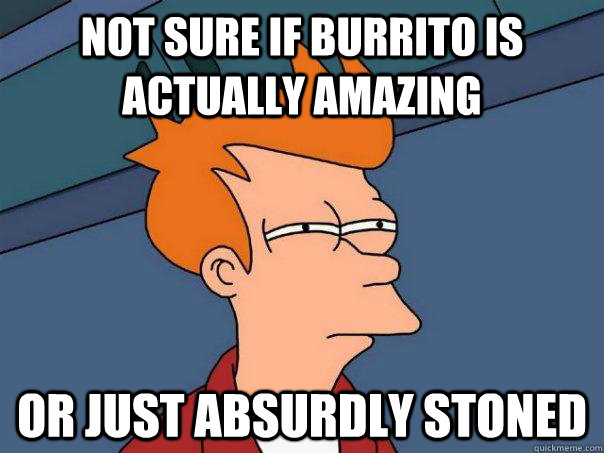 NOT SURE IF burrito is actually amazing OR just absurdly stoned  Futurama Fry