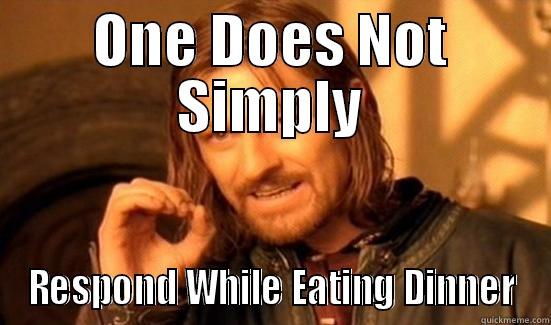 ONE DOES NOT SIMPLY RESPOND WHILE EATING DINNER Boromir