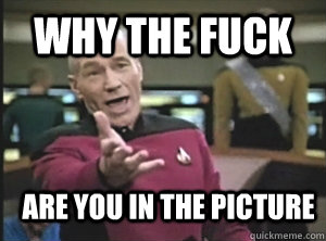 why the fuck are you in the picture  Annoyed Picard