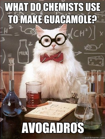 What do chemists use to make guacamole? Avogadros - What do chemists use to make guacamole? Avogadros  Chemistry Cat