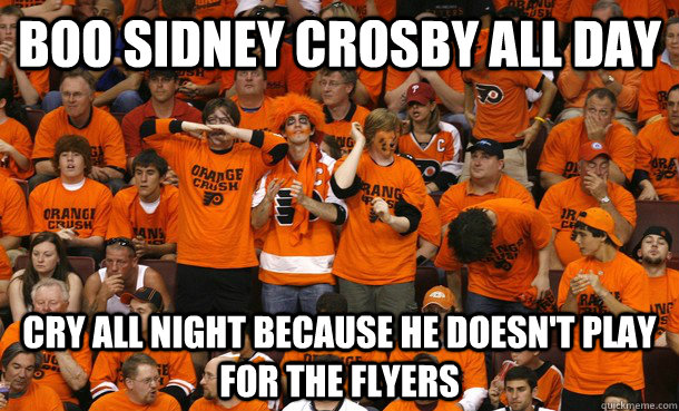 boo sidney crosby all day cry all night because he doesn't play for the flyers  Sidney Crosby