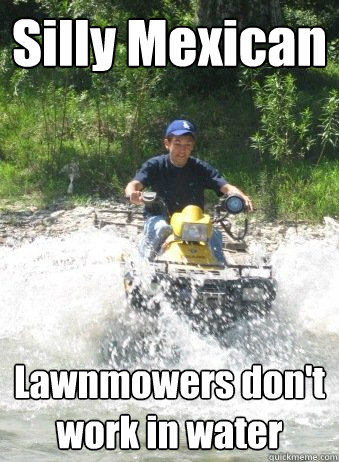 Silly Mexican Lawnmowers don't work in water - Silly Mexican Lawnmowers don't work in water  Aquatic lawnmower