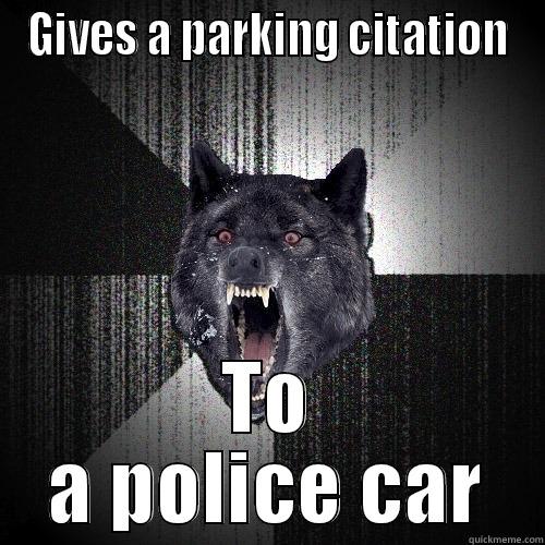 GIVES A PARKING CITATION TO A POLICE CAR Insanity Wolf