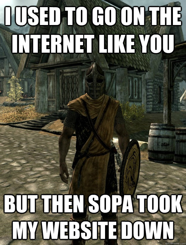 I Used To go on the internet like you But then SOPA took my website down - I Used To go on the internet like you But then SOPA took my website down  SkyrimGuard