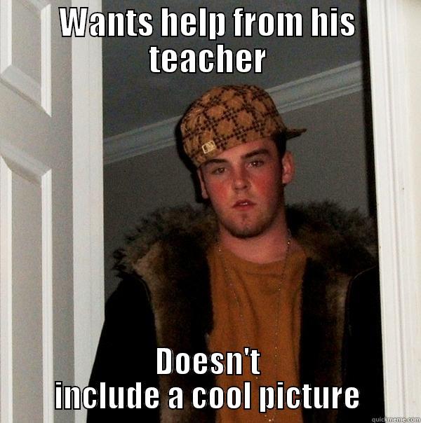 WANTS HELP FROM HIS TEACHER DOESN'T INCLUDE A COOL PICTURE Scumbag Steve