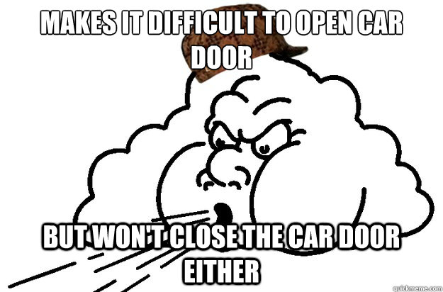Makes it difficult to open car door But won't close the car door either - Makes it difficult to open car door But won't close the car door either  Scumbag wind