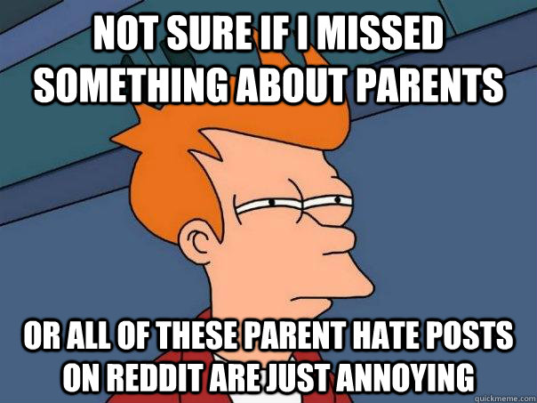 Not sure if I missed something about parents or all of these parent hate posts on reddit are just annoying  Futurama Fry