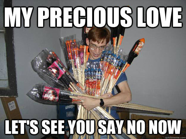 My precious love let's see you say no now  Crazy Fireworks Nerd