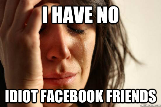 i have no idiot facebook friends  First World Problems