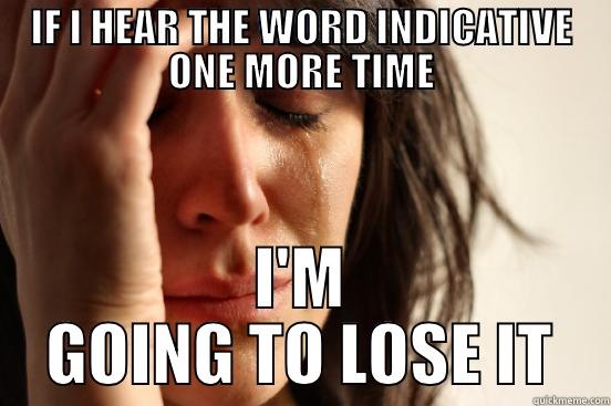 IF I HEAR THE WORD INDICATIVE ONE MORE TIME I'M GOING TO LOSE IT First World Problems