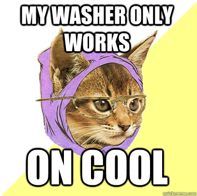 My Washer Only works on cool  Hipster Kitty